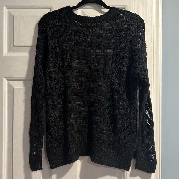Anthropologie Staring at Stars heathered black Open Knit Sweater - Picture 6 of 6